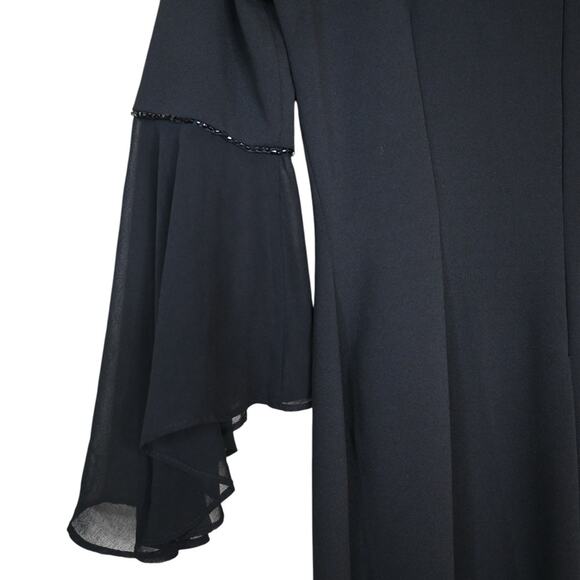 Donna Karan New York Womens 6 Elegant Black Bell Sleeve Sheath Dress - Picture 8 of 10